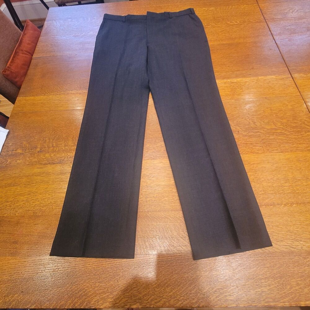 Lord & Taylor 100% Wool Dress Pants Dark Gray Mens Regular Straight